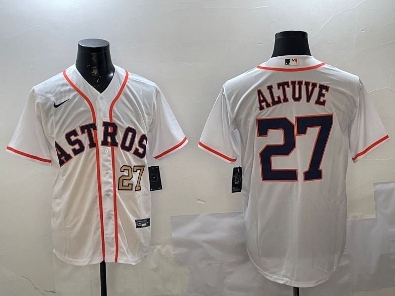 Men Houston Astros #27 Altuve White Game 2025 Nike MLB Jersey style 3
